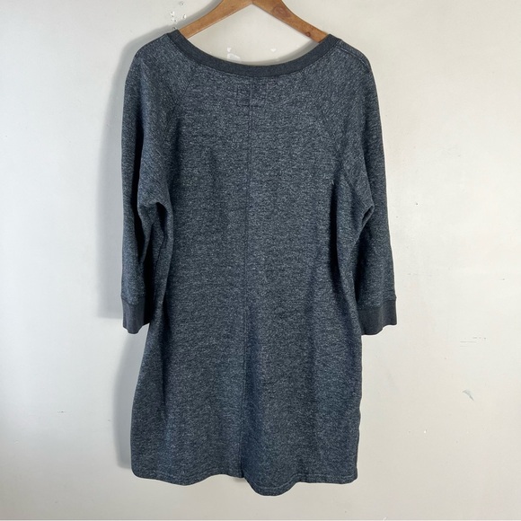 Roots Women’s Grey 100% Cotton Size XL Scoop Neck Sweater Dress 3/4 Sleeves - Picture 5 of 8